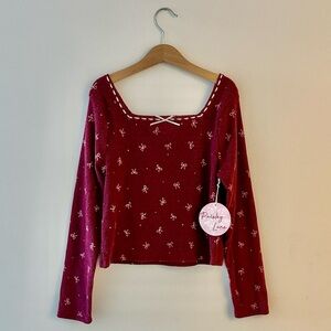 Charming Kids' Burgundy Long Sleeve Top